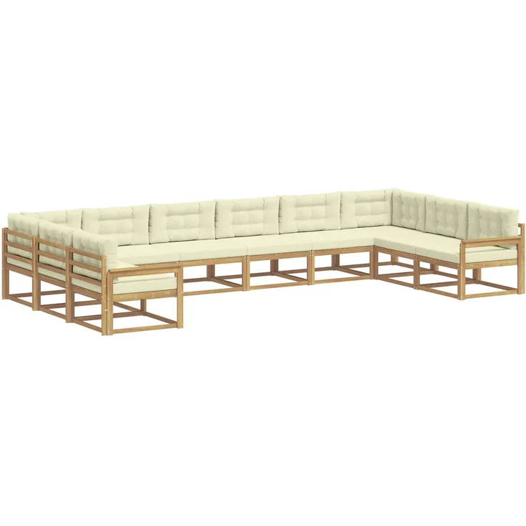 vidaXL Outdoor-Sofagarnitur 10 stk. 10-Sitzer Weiß und Creme 3387094 – Bild 2