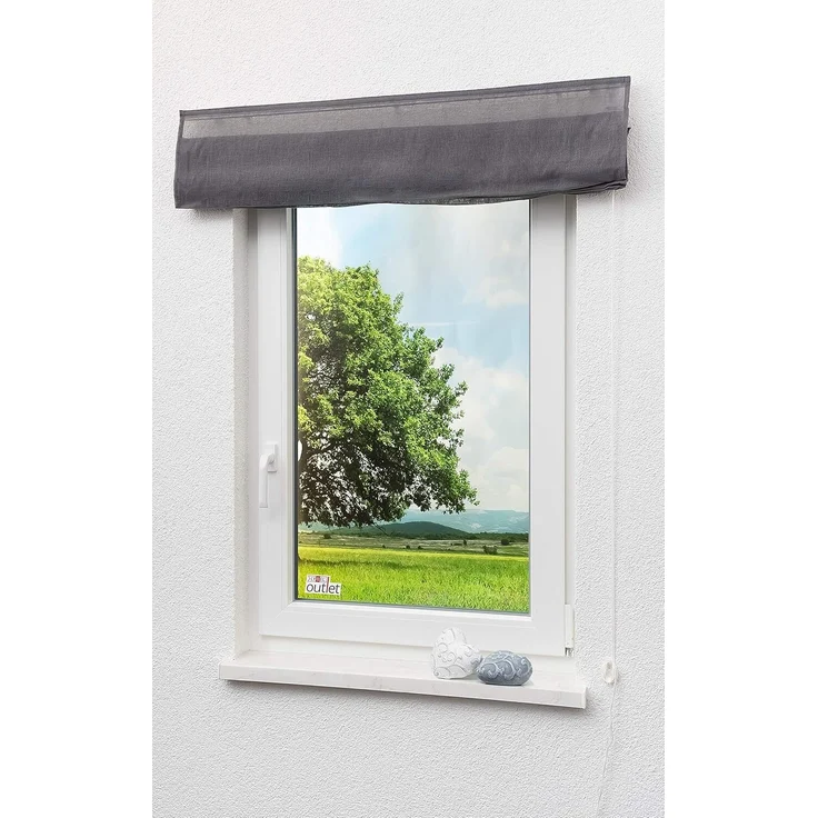 Lysel Outlet Raffrollo grau, transparent mit Schnurzug (B x H) 140cm * 170cm – Bild 6