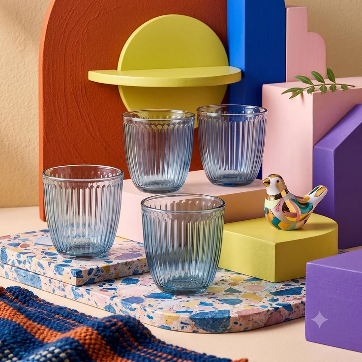 Hermia Concept 'Splendid 290 - Blue HC' Gläser-Set (4-teilig), Blau, 8,6 x 8,6 x 8,5 cm, 290 ml – Bild 1