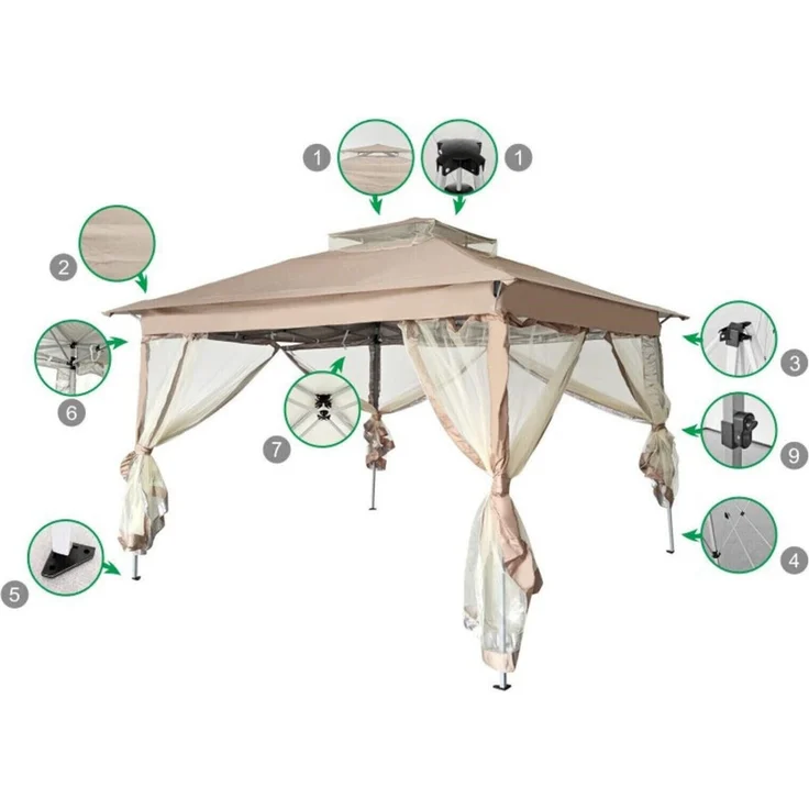 Premium Pavillon SET Gartenpavillion Pergola Metall 335x335x270 cm faltbar 2025 – Bild 6
