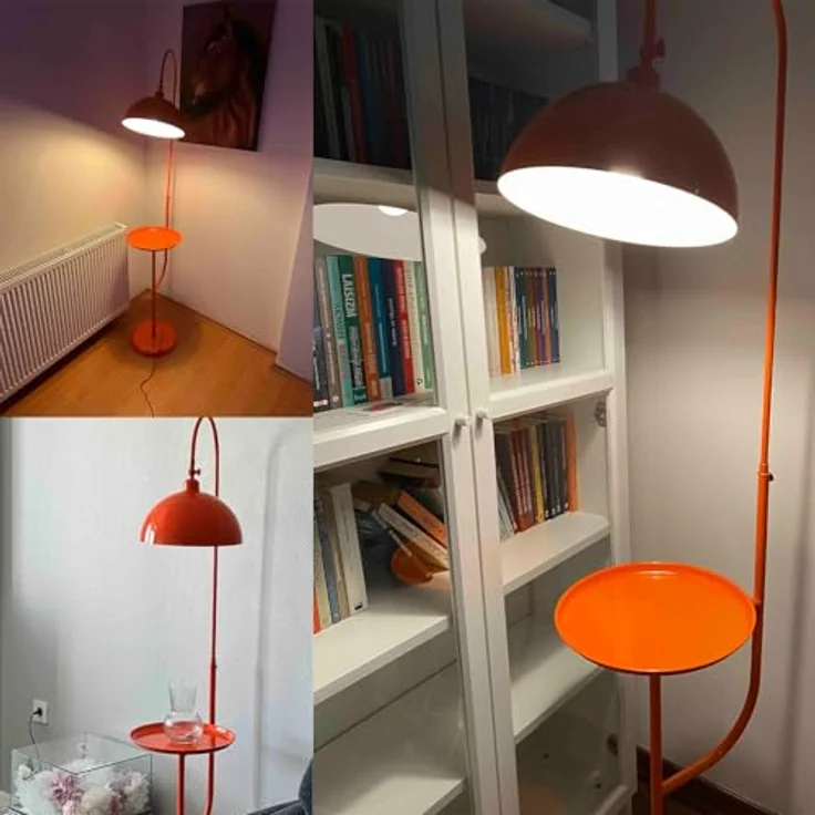 Bamyum Stehlampe Moderne Stehlampe aus Metall mit E27, verstellbarer Lampenschirm, ohne Leuchtmittel, E27, verstellbarer Lampenschirm, Stehluchte mit Ablage – Bild 3