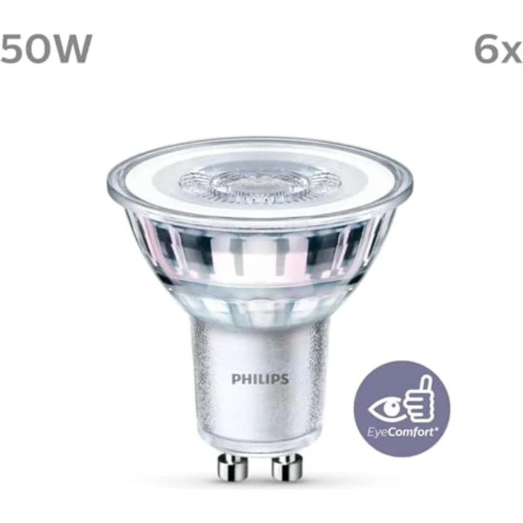 Philips LED Classic GU10 Lampen 6-er Pack (50 W), Reflektor LED Spots mit kaltweißem Licht, energiesparende Lampen mit langer Nutzlebensdauer – Bild 3