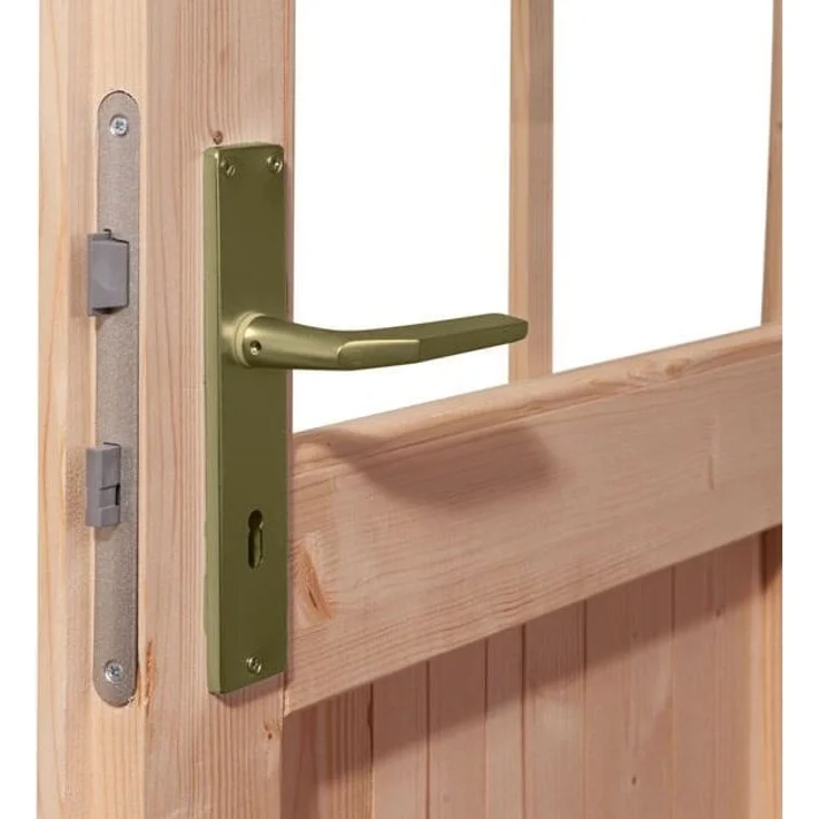 Gartenhaus Bastrup 8 - 570x297 cm mit Anbaudach 2,00 m mit Rückwand, 28 mm Holz naturbelassen, Karibu – Bild 5