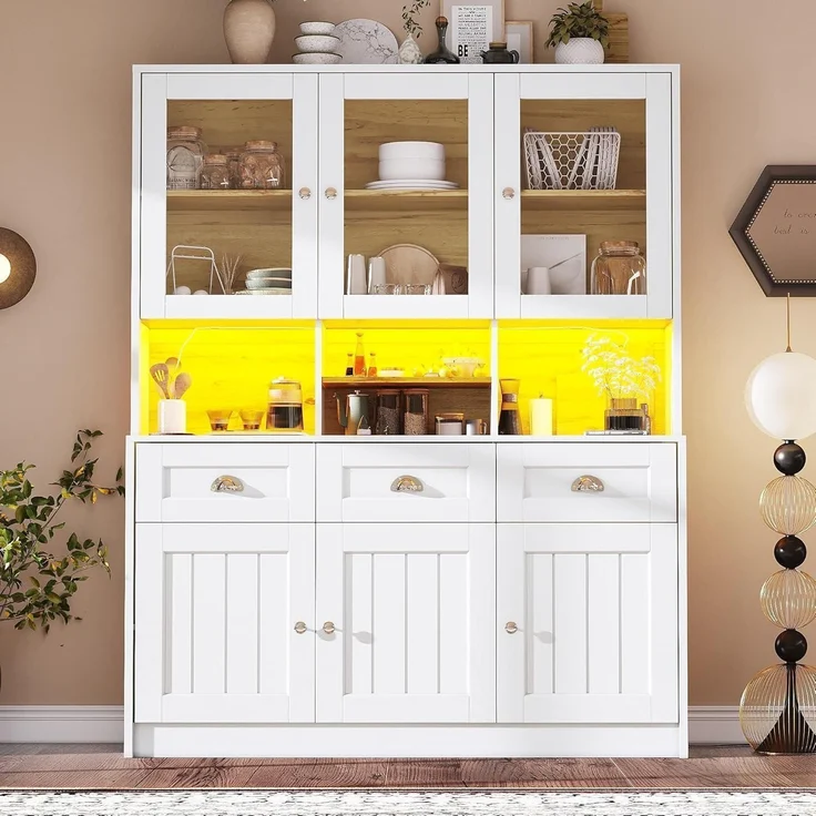 Kuchenschrank Hochschrank Buffet Vitrine mit LED – Bild 3