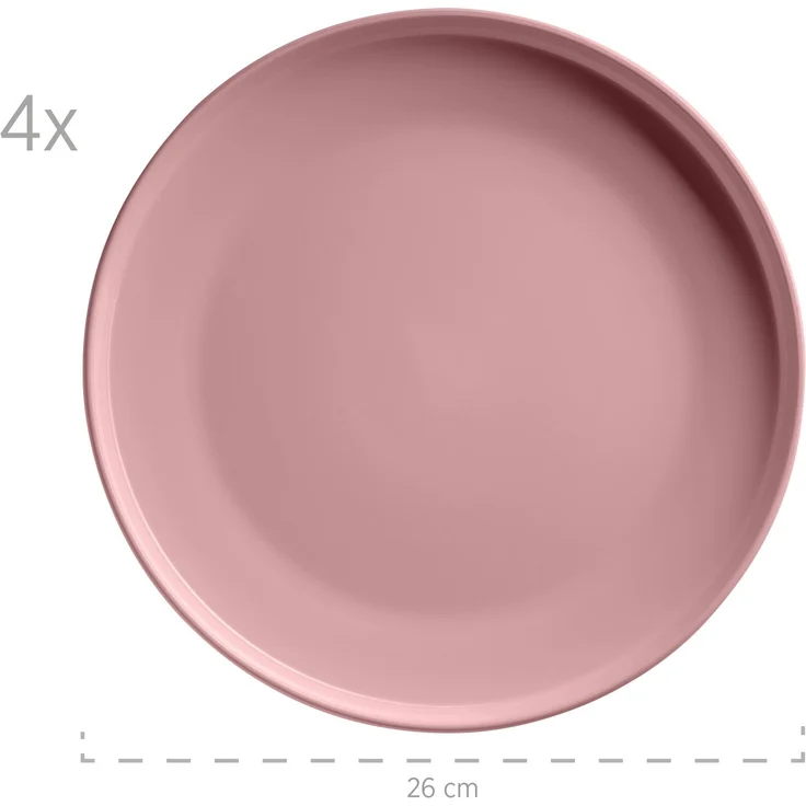 Geschirr Set für 4 Personen in modernem skandinavischem Design, 16-teiliges Kombiservice aus Keramik in Rosa – Bild 5