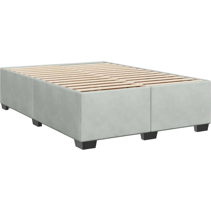 vidaXL Boxspringbett mit Matratze Hellgrau 140 x 190 cm Samt 3450710 – Bild 5