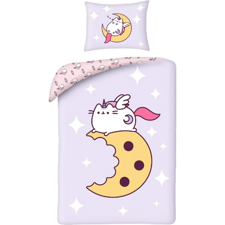 Pusheen Bettwäsche Set aus Mikrofaser Bettdeckenbezug 140 × 200 cm mit 70 × 90 cm Kissenbezug