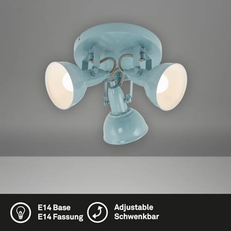 BRILONER - Deckenlampe Vintage schwenkbar, E14 Fassung, max. 40 Watt, Deckenleuchte, Lampe, Wohnzimmerlampe, Schlafzimmerlampe, Küchenlampe, Deckenstrahler, Deckenbeleuchtung, 21x15,6 cm, Mint-Weiß – Bild 3