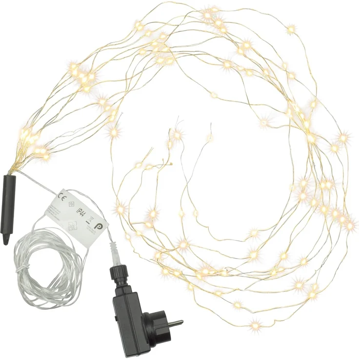 Nipach LED-Lichterkette BA11011 LED Lichterbündel Silberdraht 100er warmweiß – Bild 1
