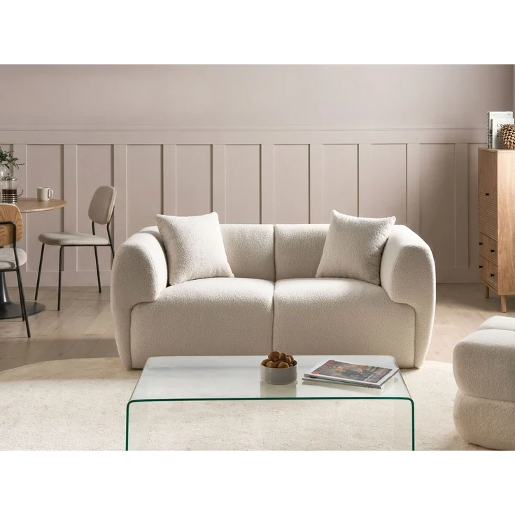 Sofa 2-Sitzer VALBY Bouclé Cremeweiß – Bild 3