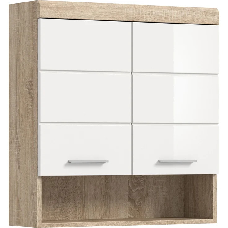 Xonox Lambada Hängeschrank (B/H/T: 74x79x24 cm) in weiß Hochglanz und Sonoma Eiche hell