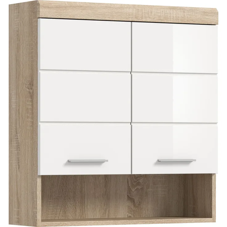 Xonox Lambada Hängeschrank (B/H/T: 74x79x24 cm) in weiß Hochglanz und Sonoma Eiche hell