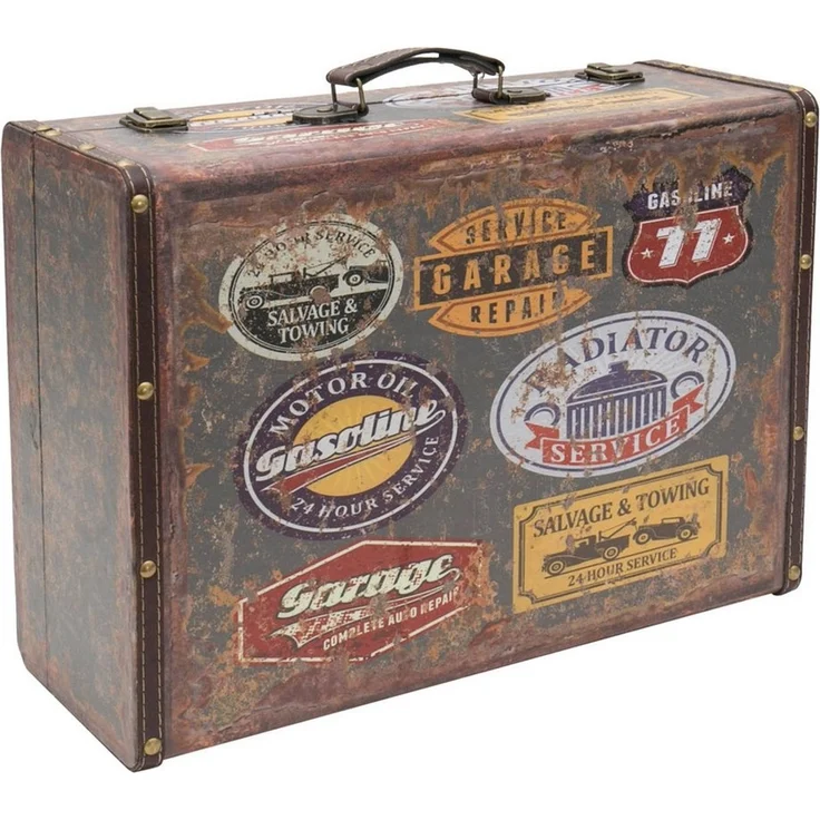 HMF Aufbewahrungsbox Handgefertigter Vintage Koffer aus Holz, Deko Koffer, Geschenkkoffer im Garagen Design, 44 x 32 x 16 cm – Bild 3