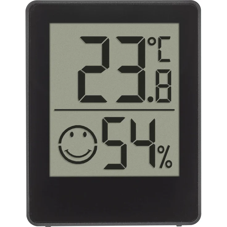 TFA Dostmann Digitales Mini Thermo- Hygrometer, 3er-Set, 30.5039.01.03, Raumthermometer, Temperatur und Luftfeuchtigkeitsmessgerät, Smiley Komfortzone, Raumklimakontrolle, batteriebetrieben, schwarz – Bild 2