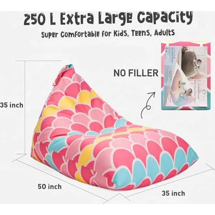 Nobildonna, Sitzsack für Stofftiere, nur für Kinder und Erwachsene, extra großer Sitzsack ohne Füllung, Plüschtierhalter und Organizer, Premium-Leinen, 250 l (Meerjungfrau) – Bild 4