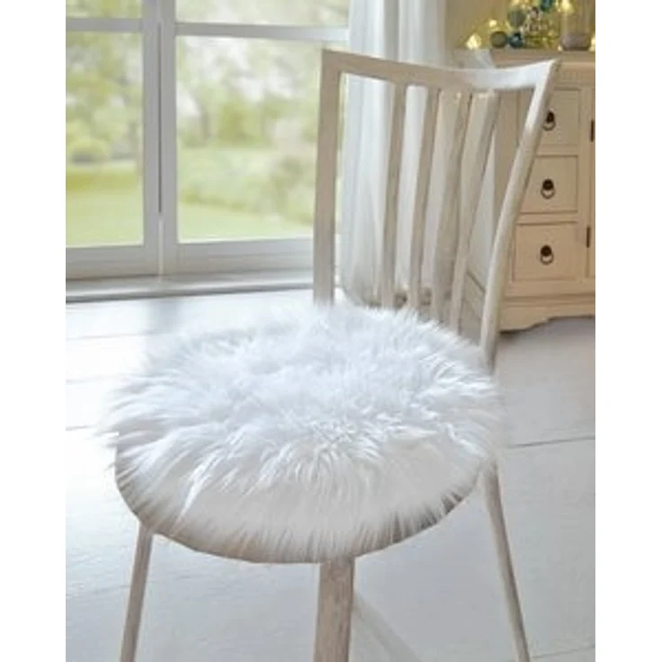 Dekofell Wohndekoration Deko Kissen Stuhlkissen Auflage rund Teppich Kunstfell – Bild 6