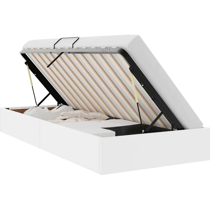 vidaXL Ottoman Bettgestell Reinweiß 90 x 190 cm Kunstleder 3442751 – Bild 2