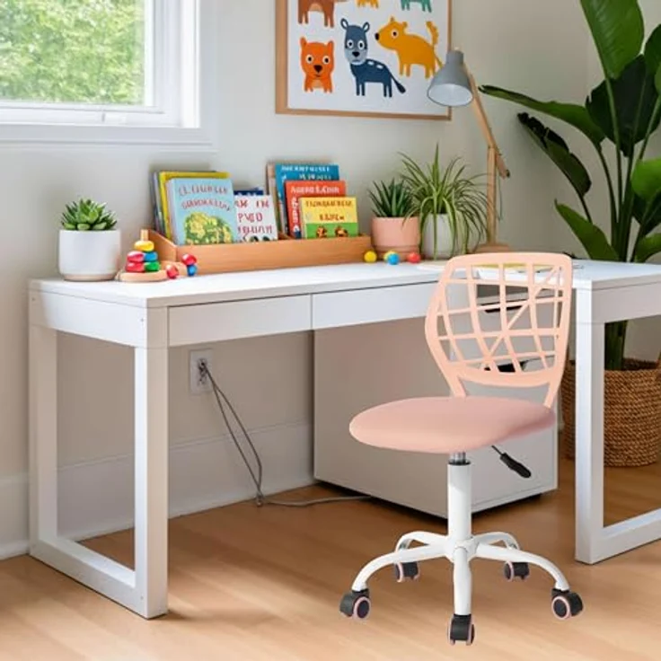 FurnitureR Kinderstuhl höhenverstellbar für Schreibtisch, ergonomischer bunter Jugendstuhl mit Rückenlehne & Armlehnen, Drehstuhl mit 5 Rollen, für Kinder 3–10 Jahre, bis 100 kg belastbar – Bild 2