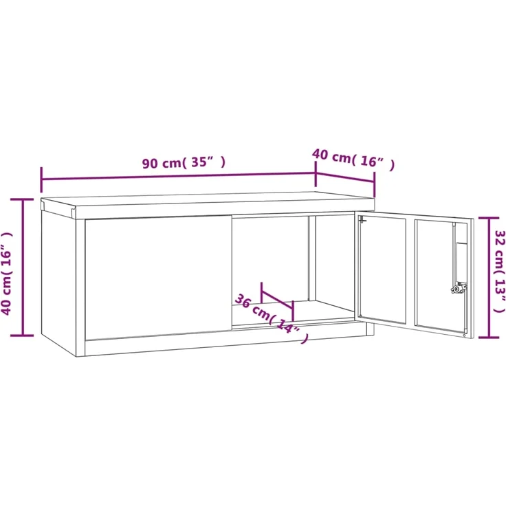 vidaXL Aktenschrank Schwarz 90x40x40 cm Stahl 339718 – Bild 7