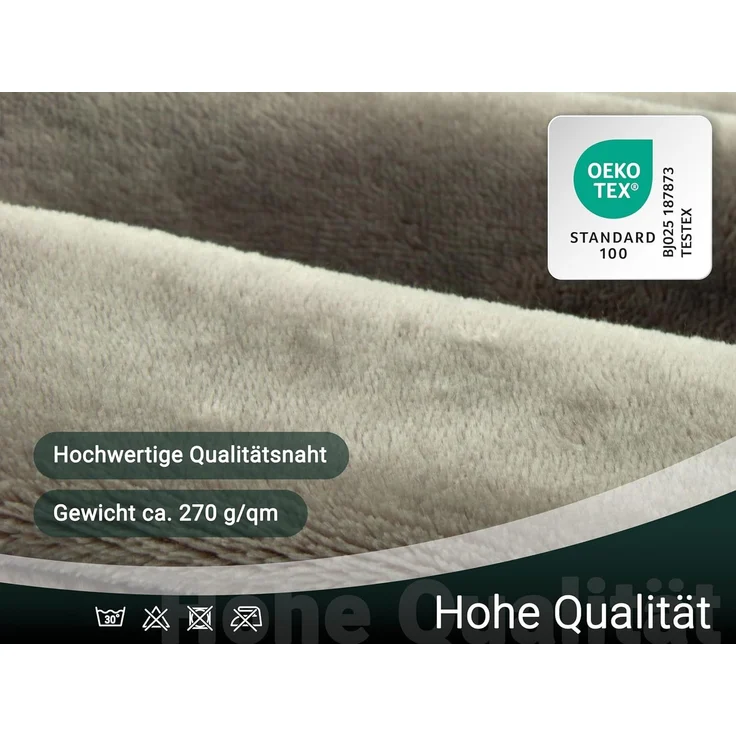 ZOLLNER Kuscheldecke flauschig, 150x200 cm, taupe, 100% Polyester – Bild 5
