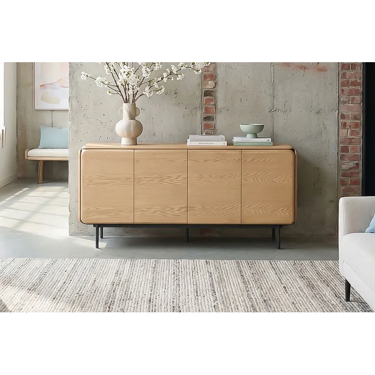 KAWOLA Sideboard AVRIL 4 Türen Eiche braun 87 x 40 x 181 cm – Bild 2