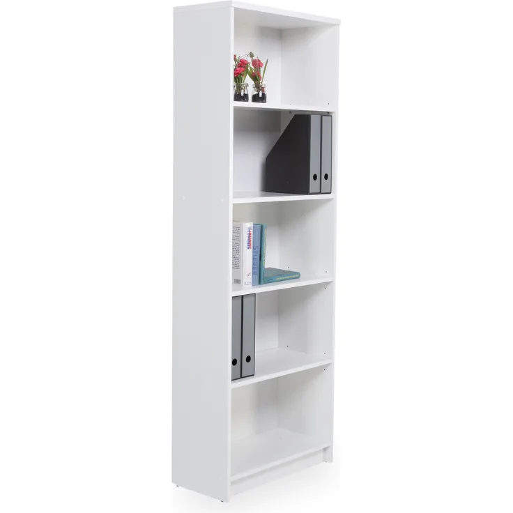 LILLY Regal Weiß - Modernes Bücherregal mit 5 offenen Fächern - Vielseitiges Büro Aktenregal Standregal mit viel Stauraum - 60 x 172 x 28 cm (B/H/T)
