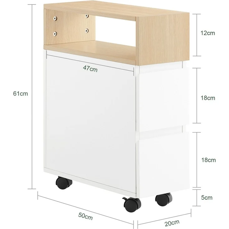 SoBuy FBT155-WN Nachttisch, Spanplatte, Melamin, Weiß, 50 x 61 x 20 cm – Bild 3