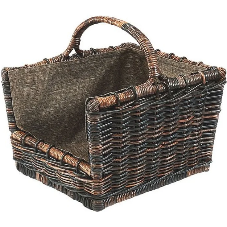 Kobolo Kaminholzkorb Holztrage krabu Rattan - abnehmbarer Jutestoff – Bild 4