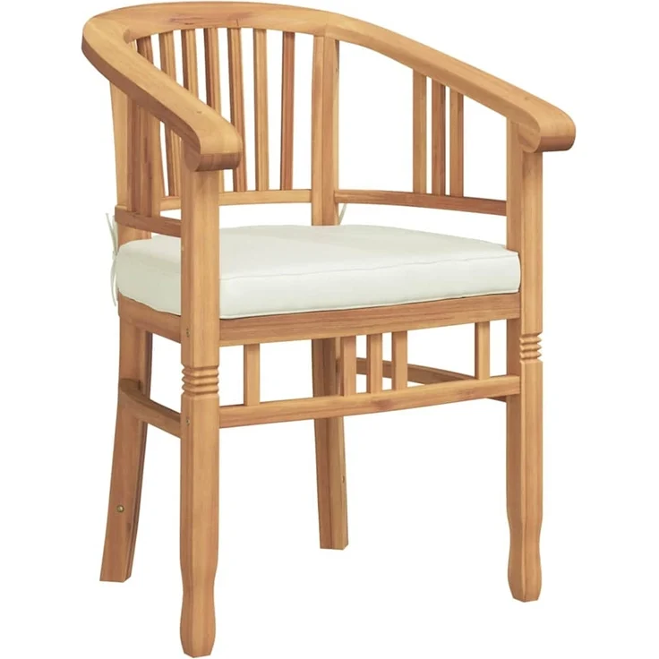 vidaXL Stuhl mit Kissen 2 pcs Braun 63 x 58 x 89 cm Massivholz Teak 42008384 – Bild 3