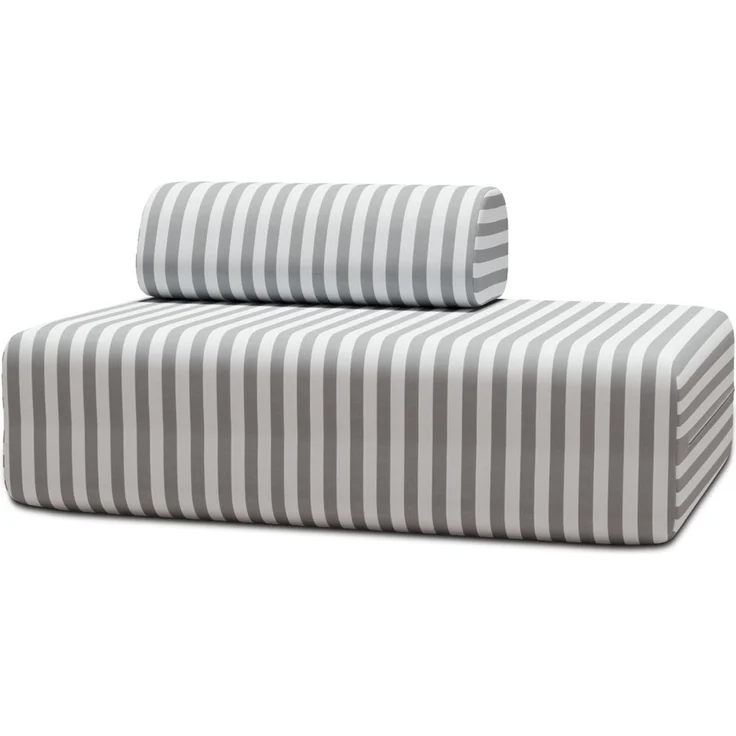 2-Sitzer-Gartensofa mit Streifen, weiß und grau – Bild 1