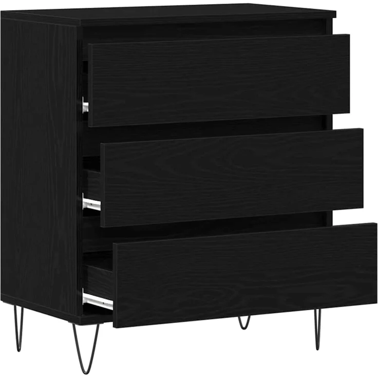 vidaXL Sideboard Schwarz Eichen-Optik 60 x 35 x 70 cm Holzwerkstoff 863497 – Bild 4