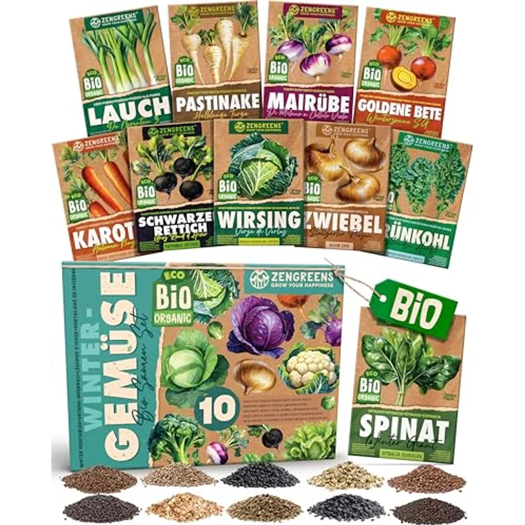 ZenGreens® - Bio Wintergemüsesamen im 10er Set - 10 Winter Gemüse Samen für den einfachen Anbau im Garten, Balkon oder Hochbeet - Pflanzensamen - Saatgut – Bild 2