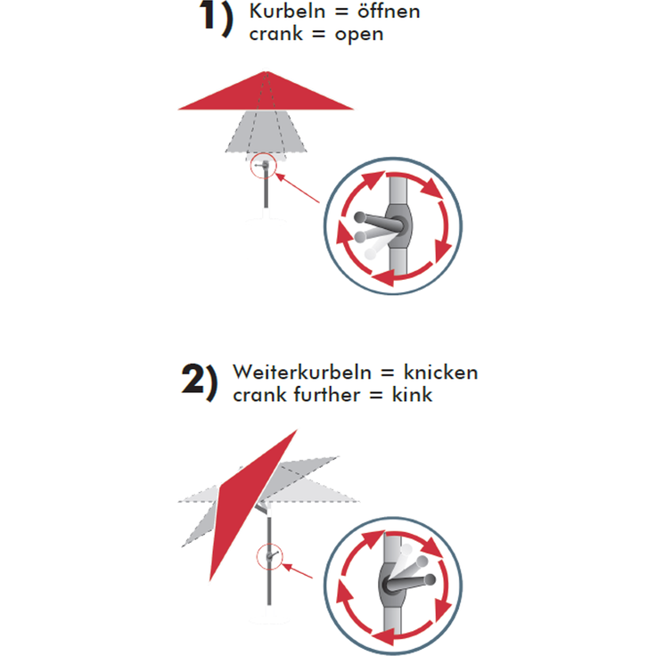 Doppler Sonnenschirm / Kurbelschirm "Expert 300 x 200 Auto Tilt", bordeaux, 300 x 200 cm – Bild 5