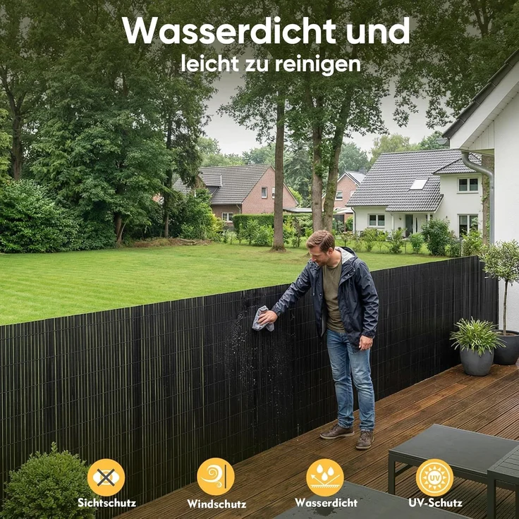 Sekey PVC Sichtschutzmatte mit Abdeckprofil & Kabelbindern - für Balkon Garten, Anthrazit 140x300 cm – Bild 6