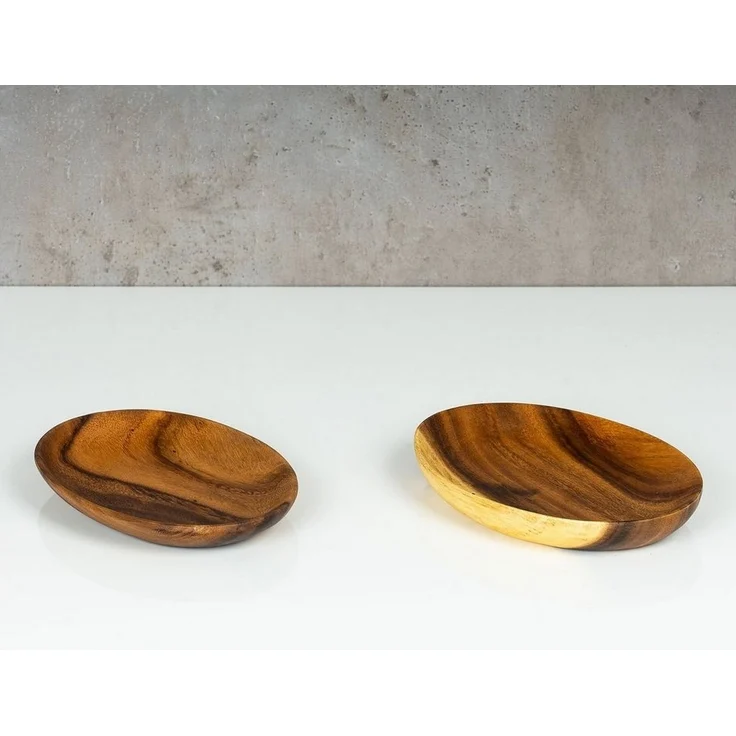 Levandeo® Dekoschale, Holzschale Akazie 19cm Oval Design Snackschale Schale Obstschale – Bild 2