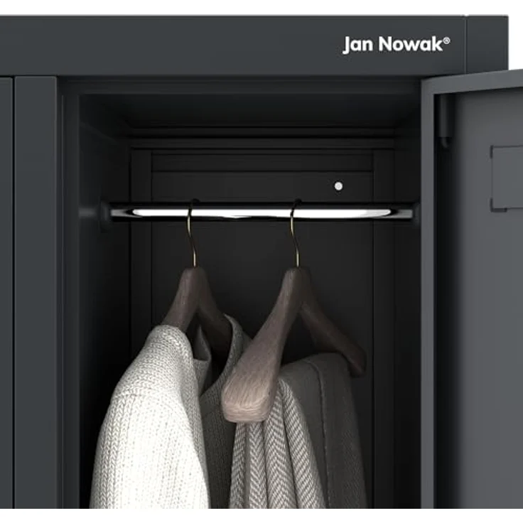 Jan Nowak Spind Metall Schliessfachschrank 4 Fächer Metallschrank abschliessbar 172 x 56 x 45 cm Sozialschrank mit Belueftung Kleiderstange Personalspind – Bild 6