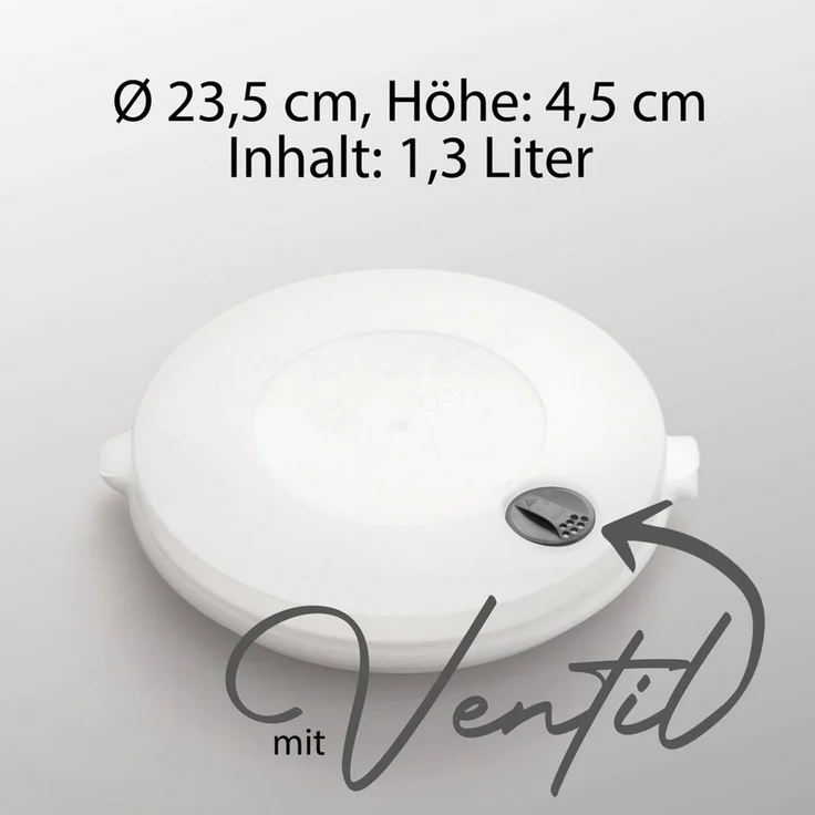 Hausfelder Mikrowellenteller Mikrowellenteller mit Deckel (2er Set), für Temperaturen von - 20°C bis + 100°C geeignet, mit Dampfventil – Bild 2