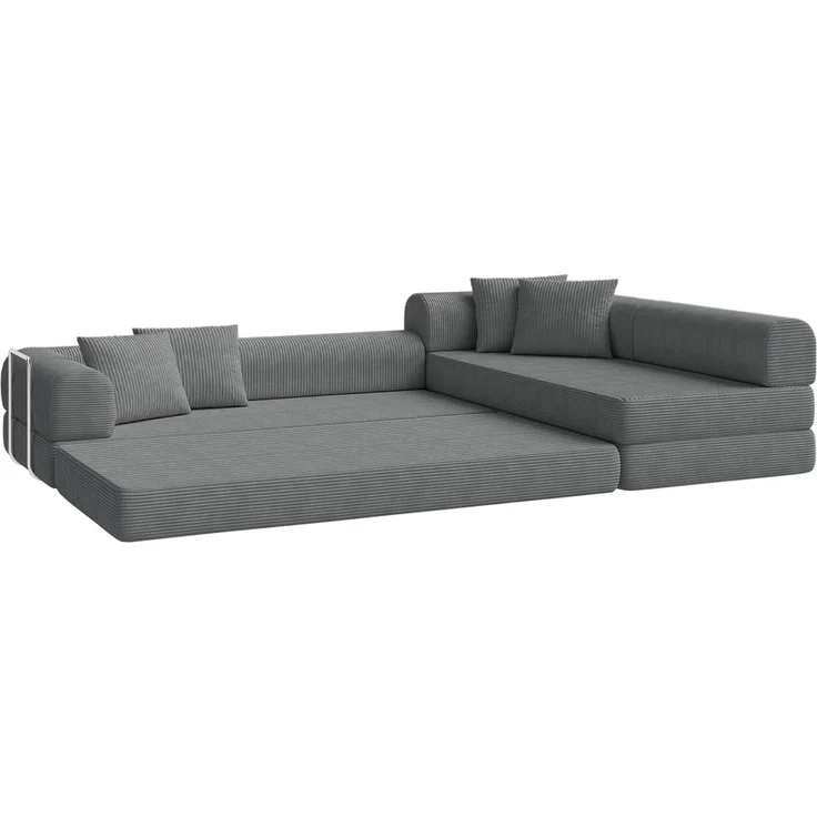 skølm 'Lofn' Modulares Sofa 4 Sitzer, 300x200 cm, Vollschaumcouch mit Metallgestell, Cord dunkelgrau, Schlafsofa vakuumverpackt, kein Aufbau erforderlich – Bild 13