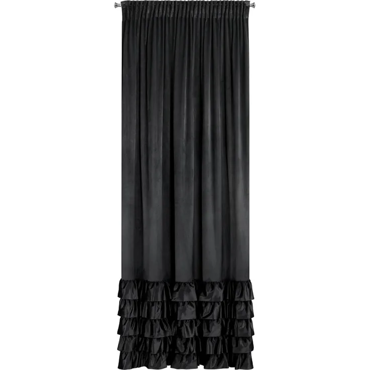 Vorhang DANI mit Rüsche Velours Samtvorhänge schwarz 140x270 cm Kräuselband