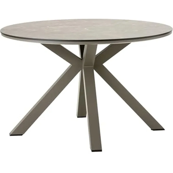 Dehner Gartentisch Marseille, 4 Sitzplätze, Ø 120 cm, Höhe 75 cm, Aluminium / Kunststoff, stilvoller Dining-Tisch, witterungsbeständig und robust