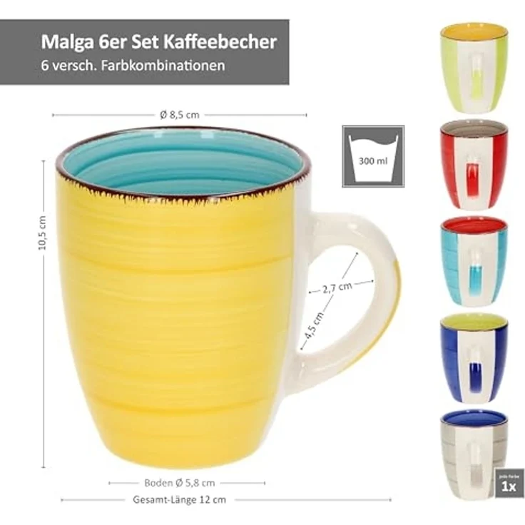 MamboCat Becher 6er Set Kaffeebecher Malaga Snaily, Steingut – Bild 5
