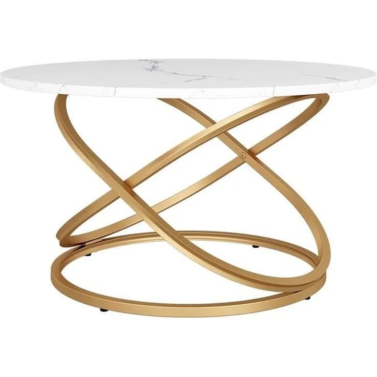 Couchtisch Calgary Weiß/Gold 79.5 x 46 cm mit großer Arbeitsfläche Vicco