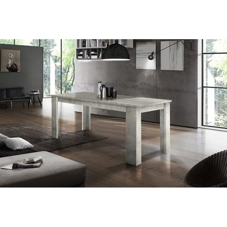 Dmora - Ausziehbarer Tisch Nanni, ausziehbare Konsole für bis zu 10 Sitzplätze, ausziehbare Konsole 100 % Made in Italy, 140/190 x 90 x 75 cm, grauer Marmor – Bild 4