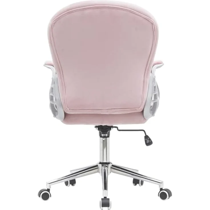 BAKAJI Bürostuhl aus Samt mit extra weicher Polsterung und Shabby-Chic-Textur, ergonomischer Schreibtischstuhl mit Gasdruckhöhenverstellung, 95-105 cm (Rosa) – Bild 4