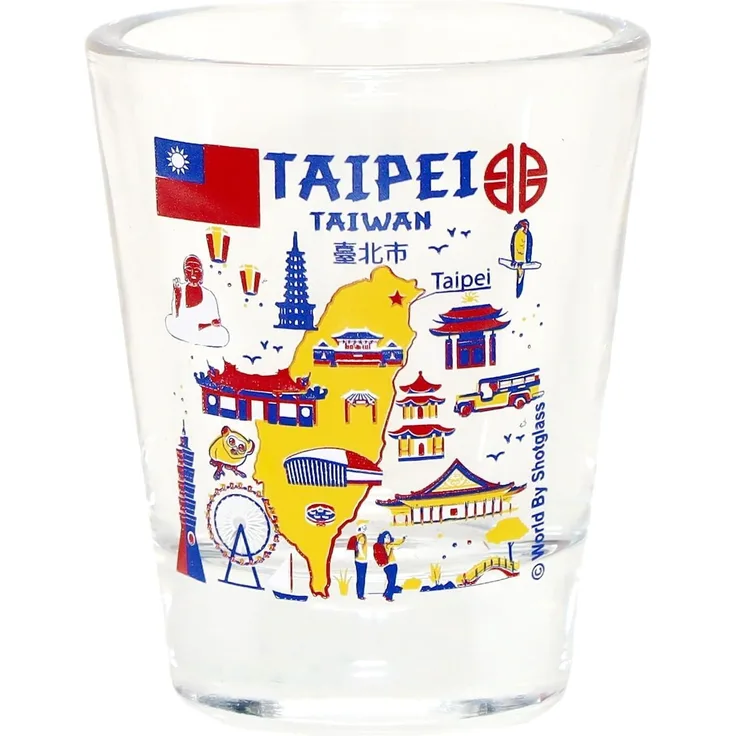 Taipei Taiwan Landmarks Collage Shot Glass by World By Shotglass