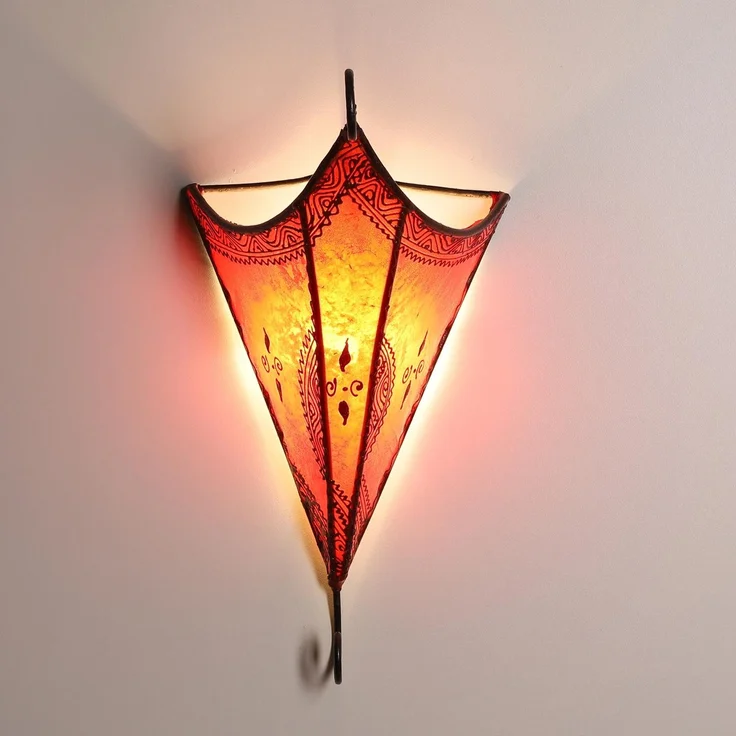 Marokkanische Leder Wandlampe Mouna Rot – Bild 4