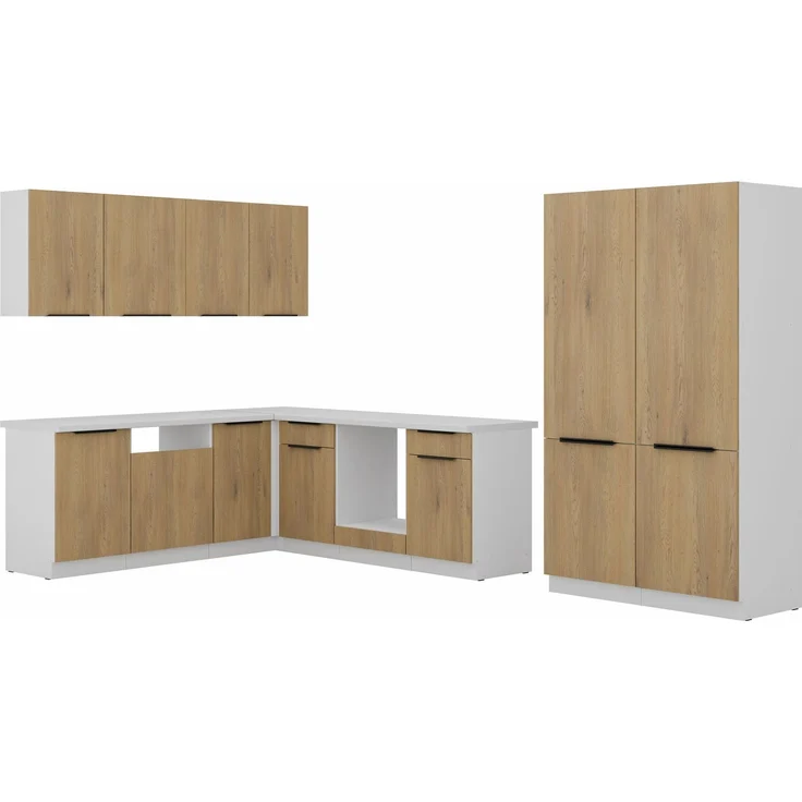 Winkelküche CREMONA ECKE 1 - 215 x 220 + 120 cm Eiche hell Küchenzeile Küchenblock Singleküche Einbauküche Küche Eckküche – Bild 6
