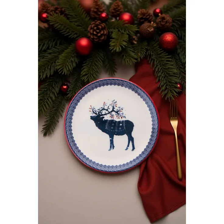 Hermia Concept 'Tile Deer' Dessertteller-Set (6-teilig), Mehrfarbig, 19,3 x 19,3 x 2 cm