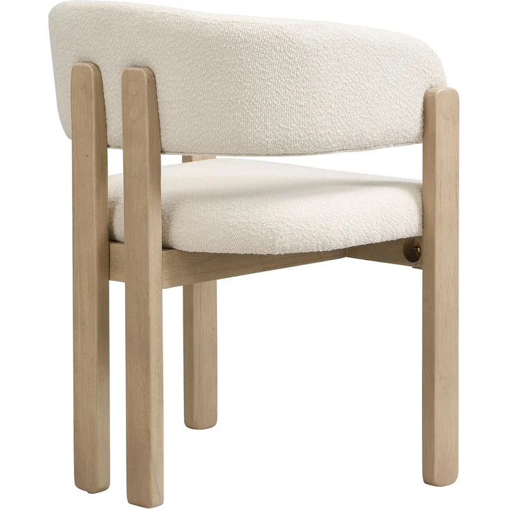 Esszimmerstuhl aus Massivholz mit Bouclé-Bezug und Armlehnen, Natur, 2 Stück,H 80 x T 60 x B 51 cm – Bild 8