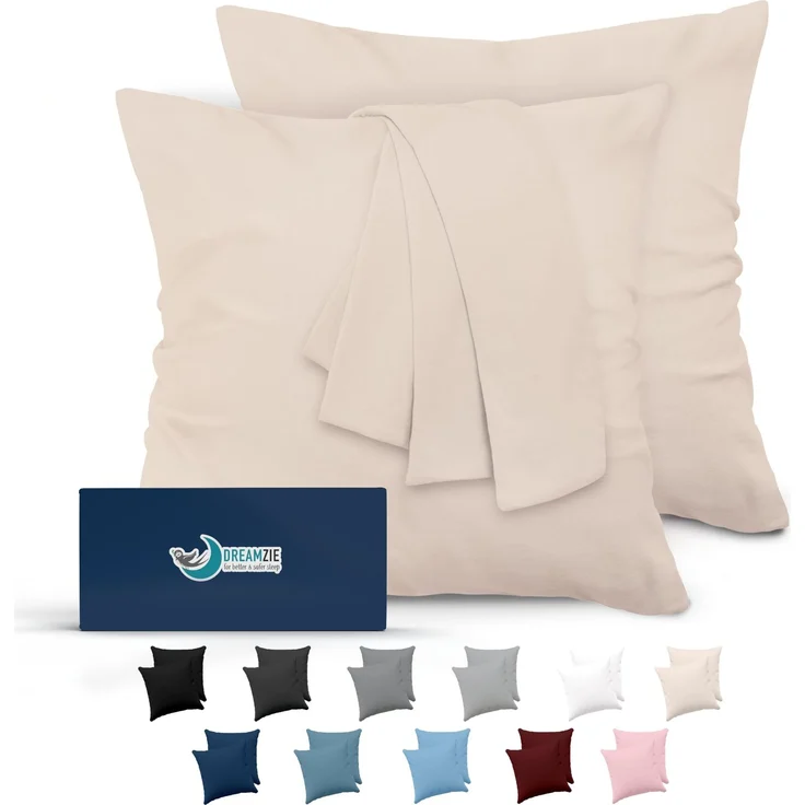 Kissenbezug 60x60 Beige 2er Set Mikrofaser Oeko-TEX Zertifiziert Dreamzie - Kopfkissenbezug 60x60 Weich